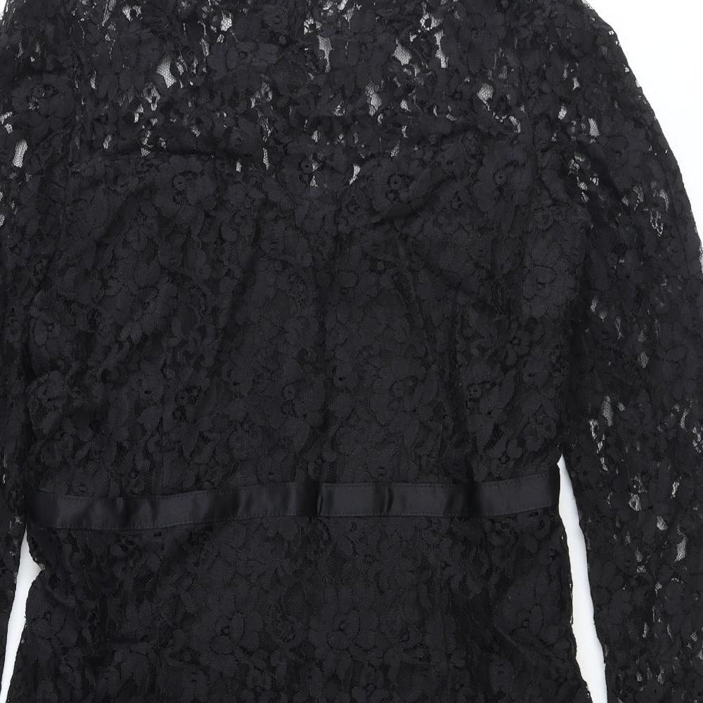 Jaeger Womens Black Polyester A-Line Size 16 Boat Neck Zip