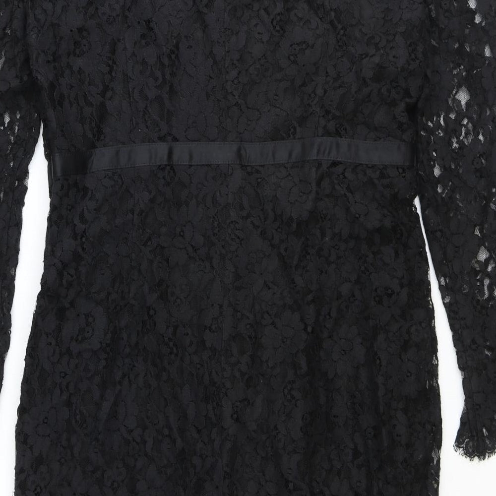 Jaeger Womens Black Polyester A-Line Size 16 Boat Neck Zip