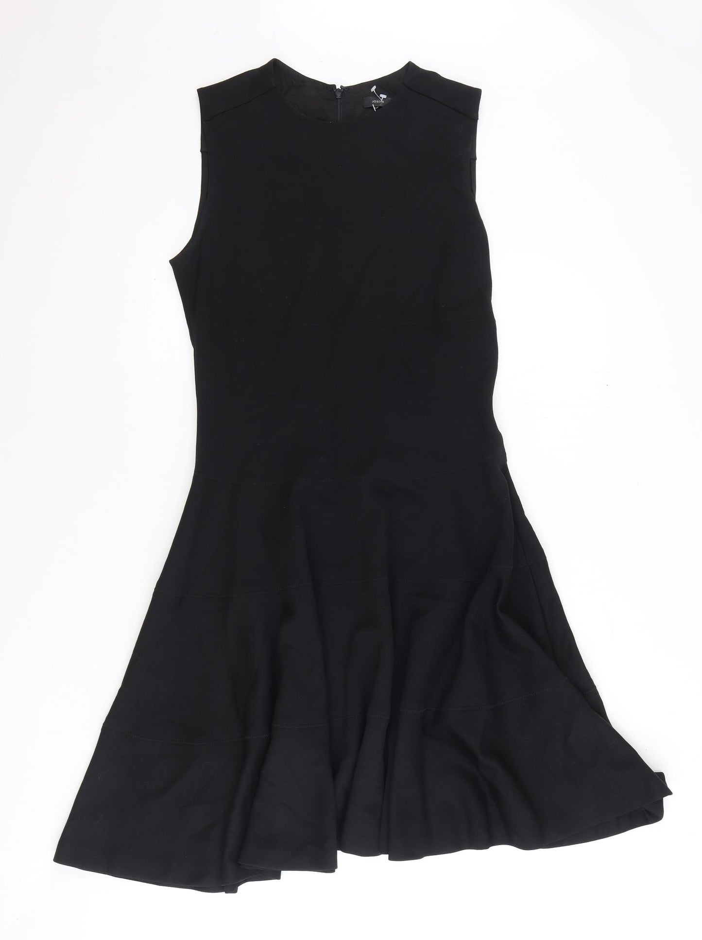Joseph Womens Black Wool A-Line Size 12 Round Neck Zip