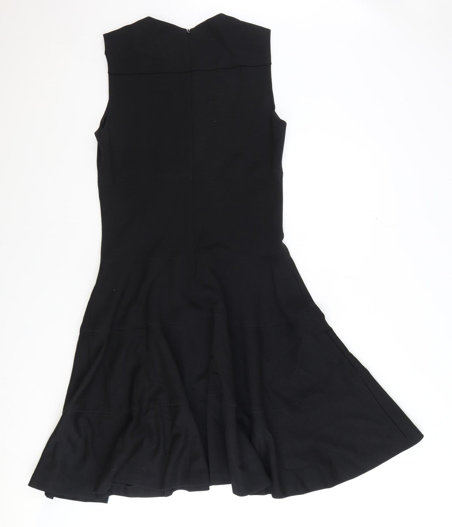 Joseph Womens Black Wool A-Line Size 12 Round Neck Zip