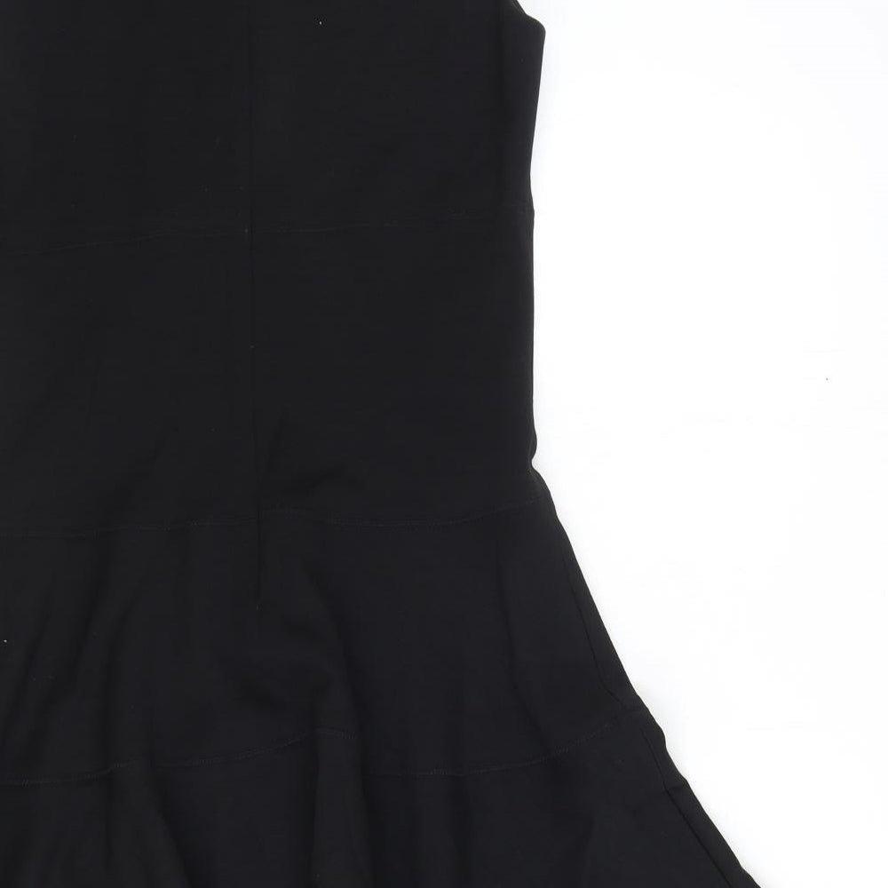 Joseph Womens Black Wool A-Line Size 12 Round Neck Zip