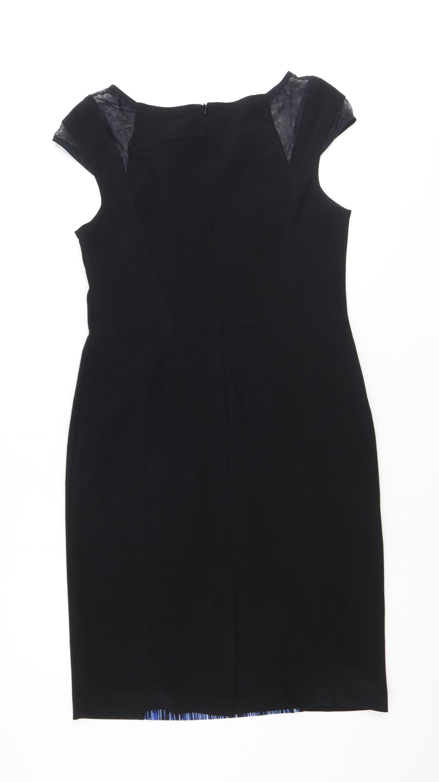 Joseph Ribkoff Womens Black Polyester A-Line Size 12 Boat Neck Zip