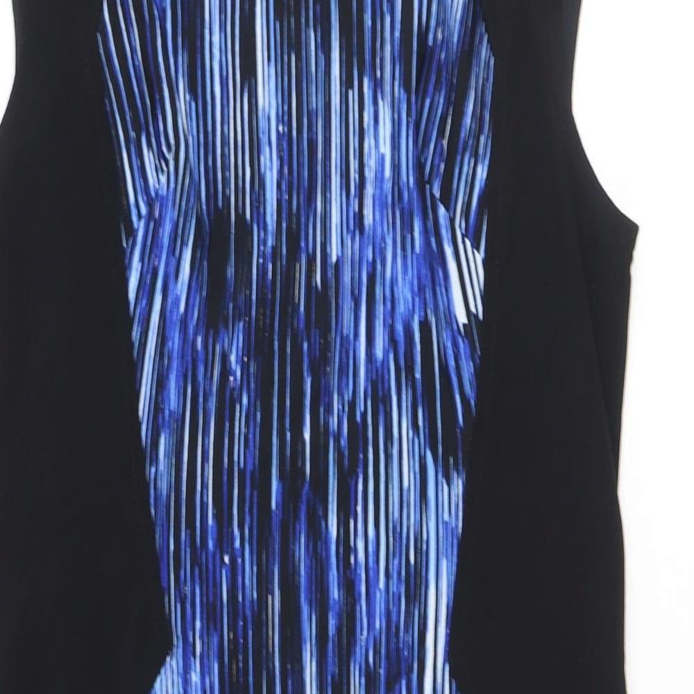 Joseph Ribkoff Womens Black Polyester A-Line Size 12 Boat Neck Zip