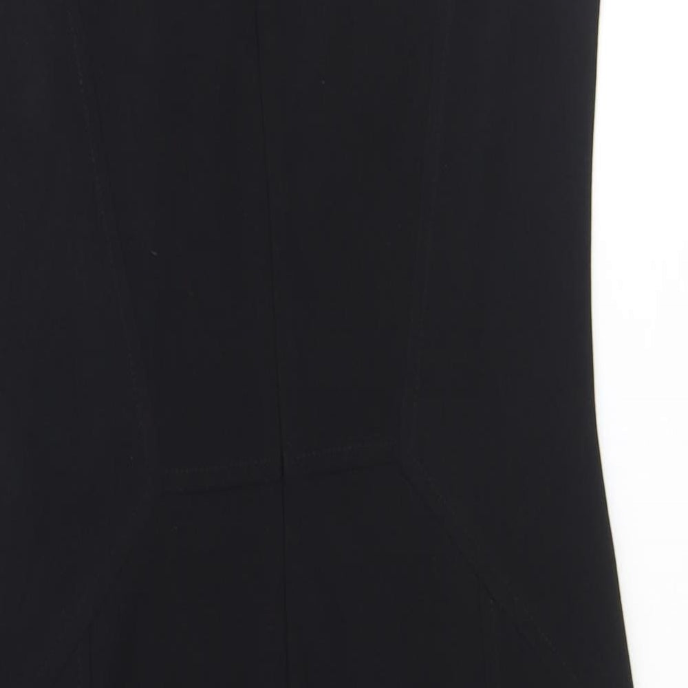 Joseph Ribkoff Womens Black Polyester A-Line Size 12 Boat Neck Zip