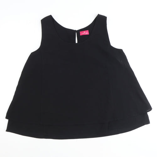 Together Womens Black Polyester Basic Tank Size 14 Round Neck