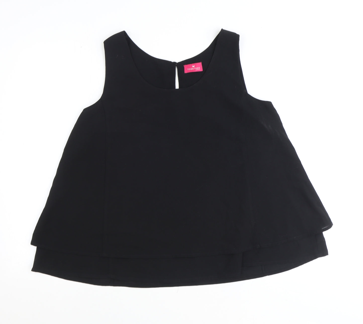 Together Womens Black Polyester Basic Tank Size 14 Round Neck