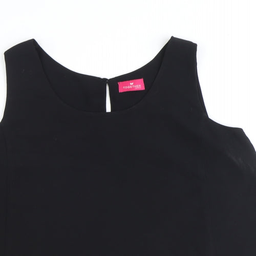 Together Womens Black Polyester Basic Tank Size 14 Round Neck