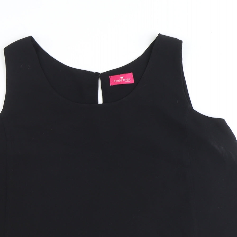 Together Womens Black Polyester Basic Tank Size 14 Round Neck