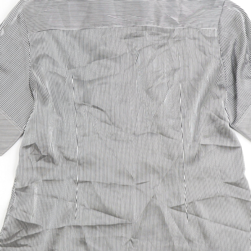 Autograph Womens Black Striped Polyester Basic Button-Up Size 16 Collared