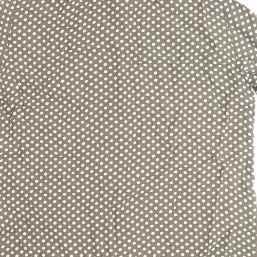 Selective Womens Brown Polka Dot Viscose Basic Button-Up Size 12 Collared