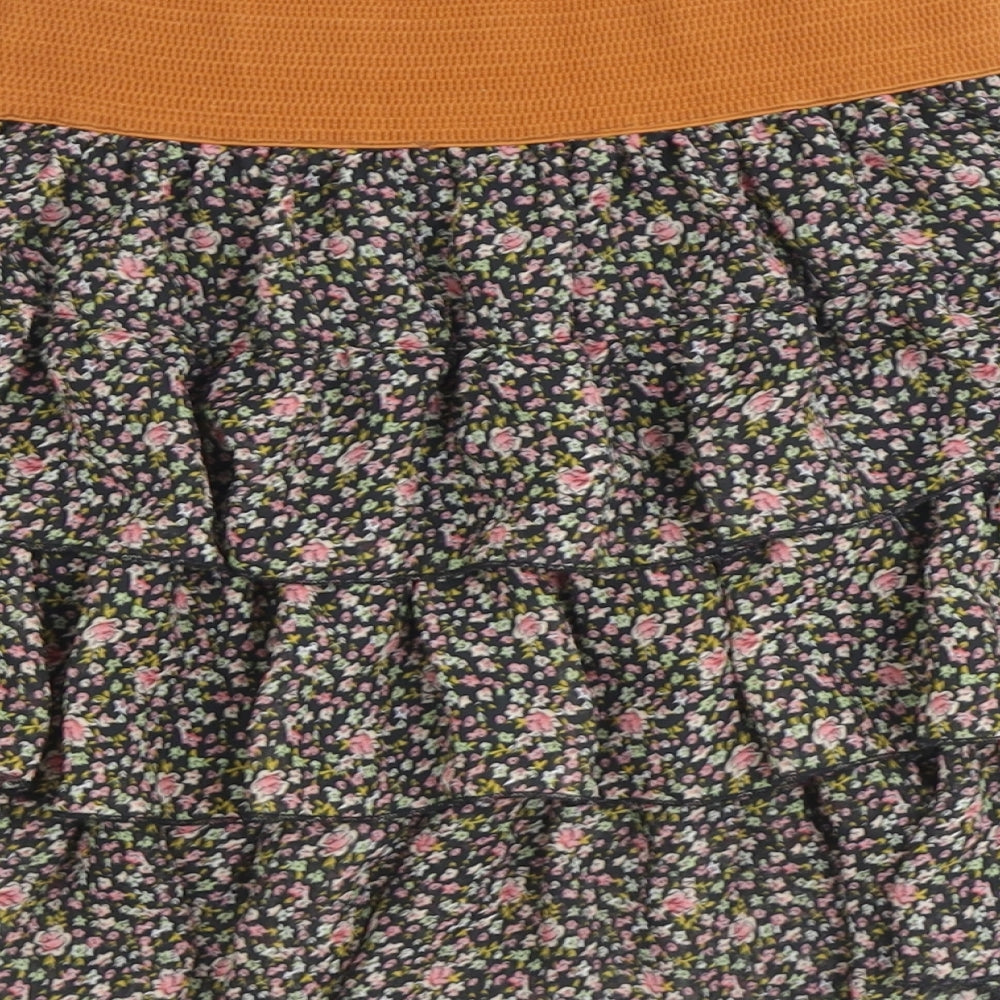 New Look Girls Brown Geometric Polyester A-Line Skirt Size 16 Years Regular Pull On