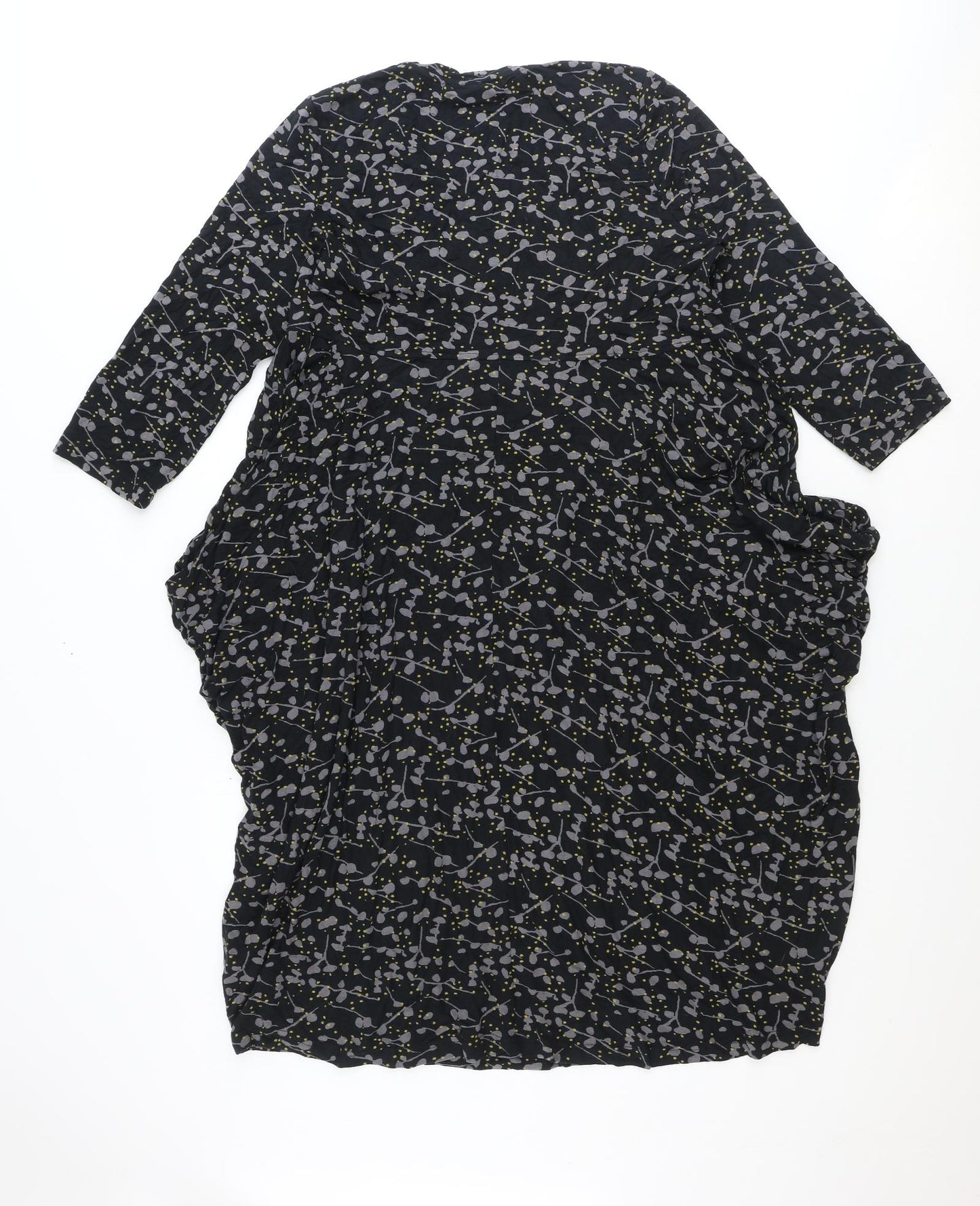 Capri Womens Black Geometric Viscose A-Line Size M Scoop Neck Pullover