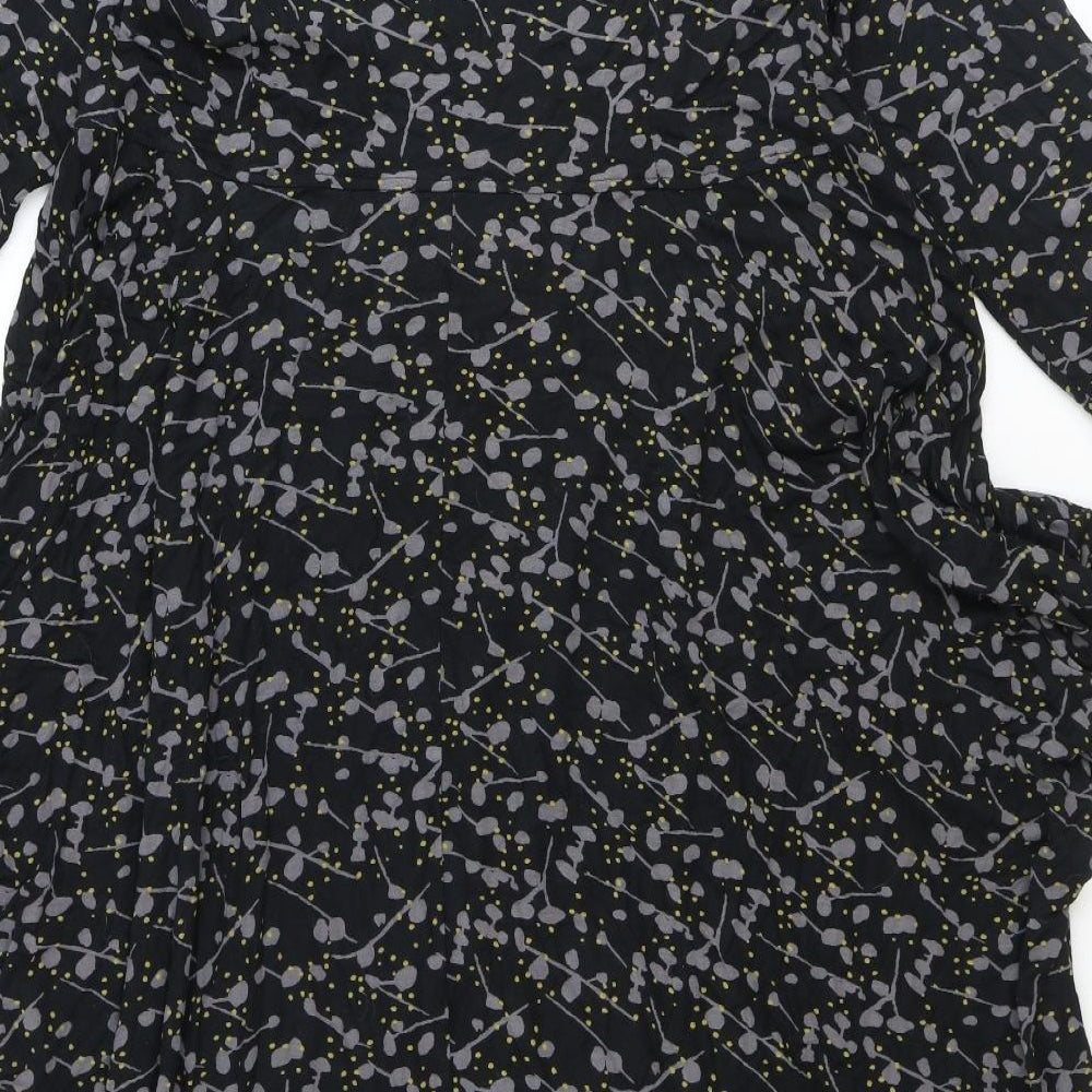 Capri Womens Black Geometric Viscose A-Line Size M Scoop Neck Pullover