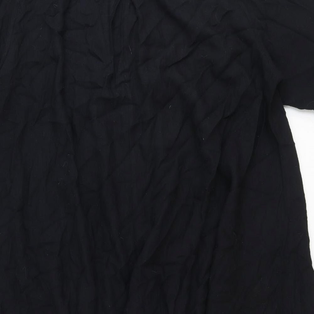 LTS Womens Black Polyester Shirt Dress Size 18 Collared Button