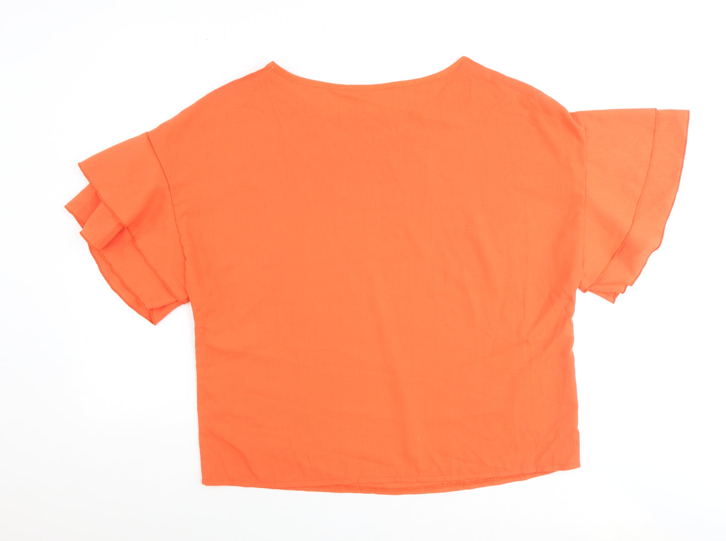 Leasty Womens Orange Polyester Basic T-Shirt Size L Round Neck