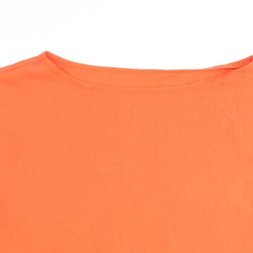 Leasty Womens Orange Polyester Basic T-Shirt Size L Round Neck
