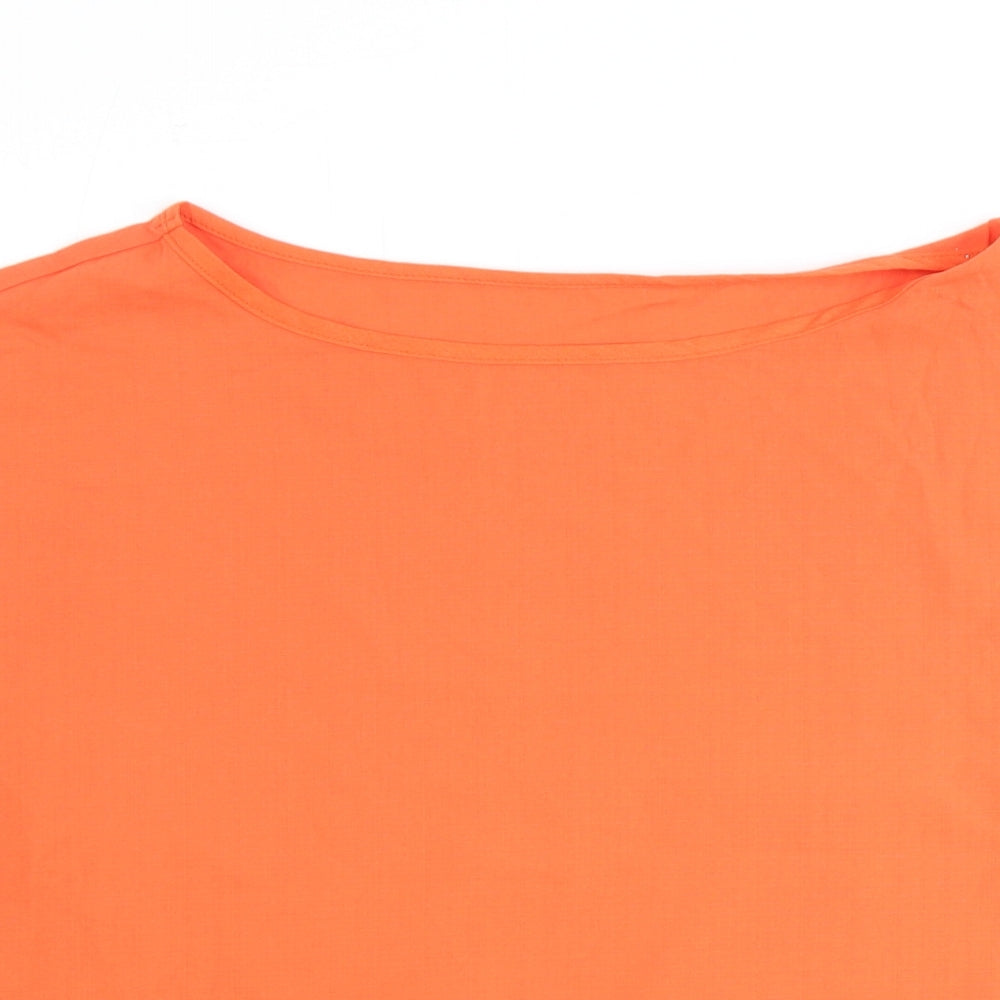Leasty Womens Orange Polyester Basic T-Shirt Size L Round Neck
