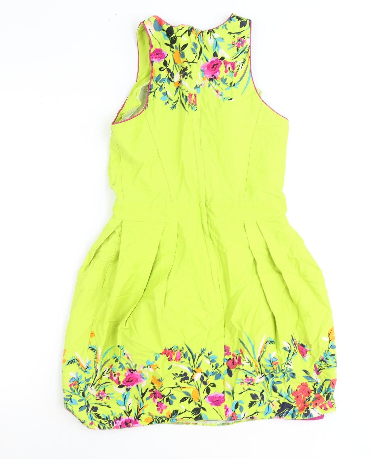 Atmosphere Womens Green Floral Polyester Sheath Size 8 Scoop Neck Zip