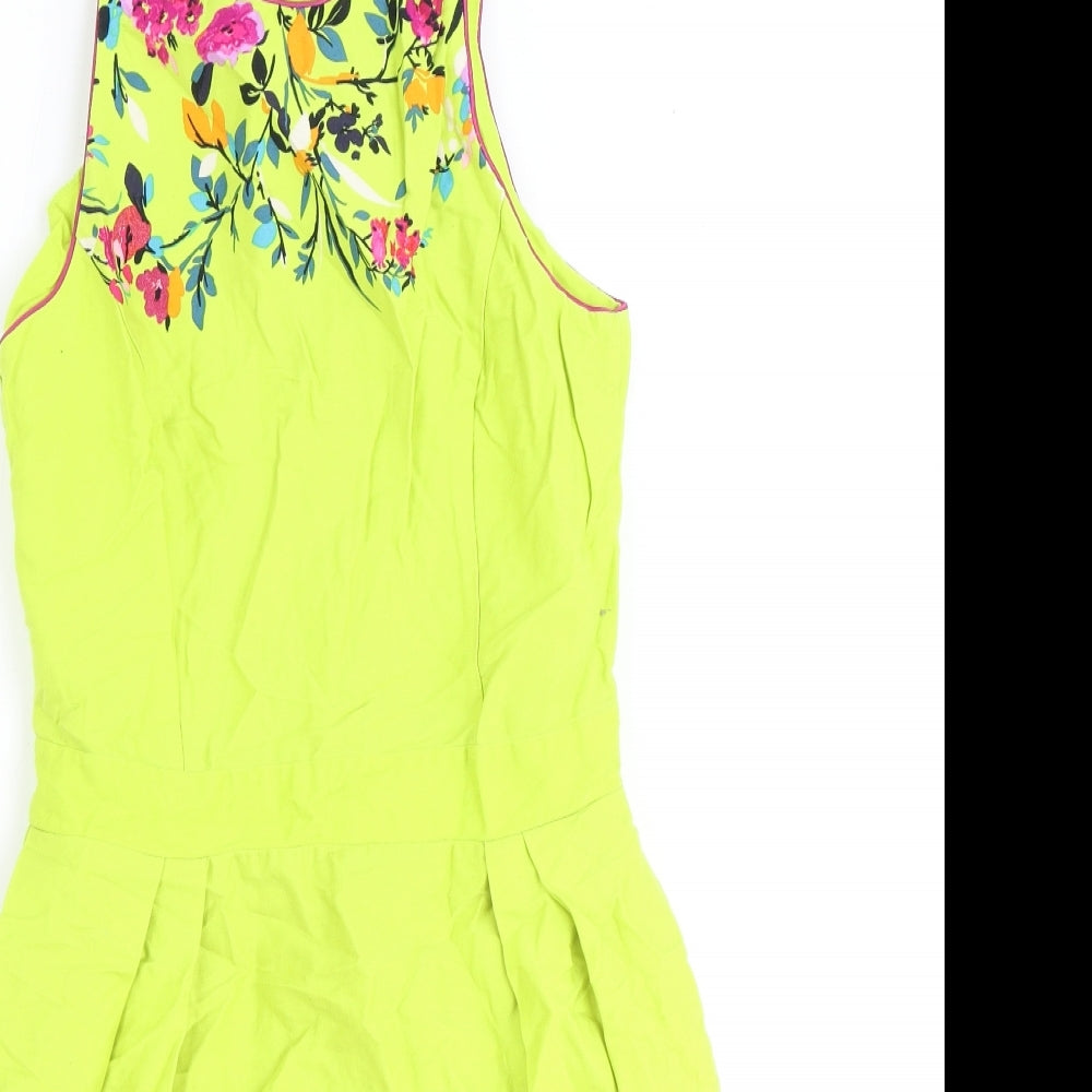Atmosphere Womens Green Floral Polyester Sheath Size 8 Scoop Neck Zip