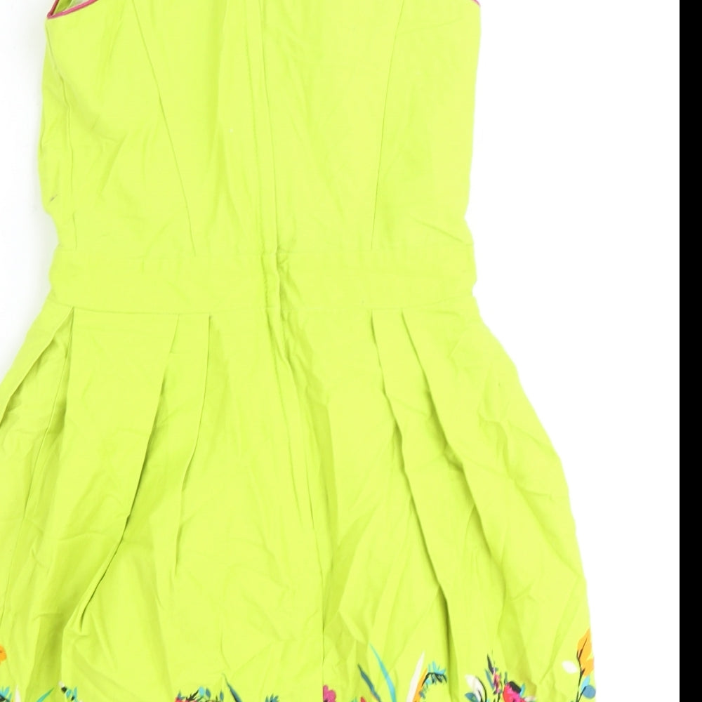 Atmosphere Womens Green Floral Polyester Sheath Size 8 Scoop Neck Zip