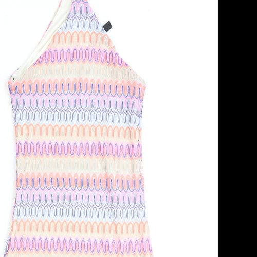 Divided by H&M Womens Multicoloured Geometric Polyester Mini Size 2XS Halter Pullover