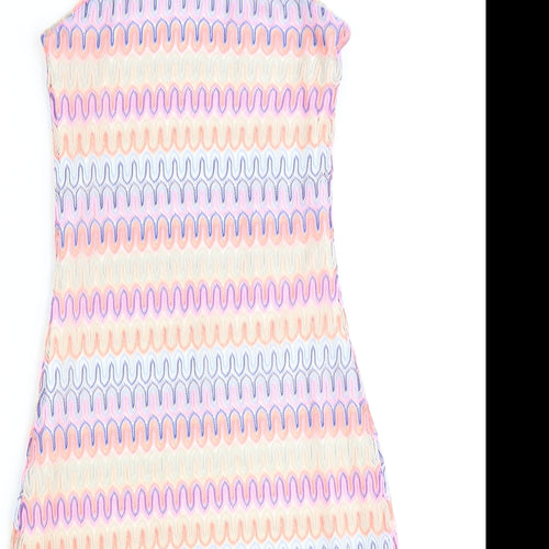 Divided by H&M Womens Multicoloured Geometric Polyester Mini Size 2XS Halter Pullover