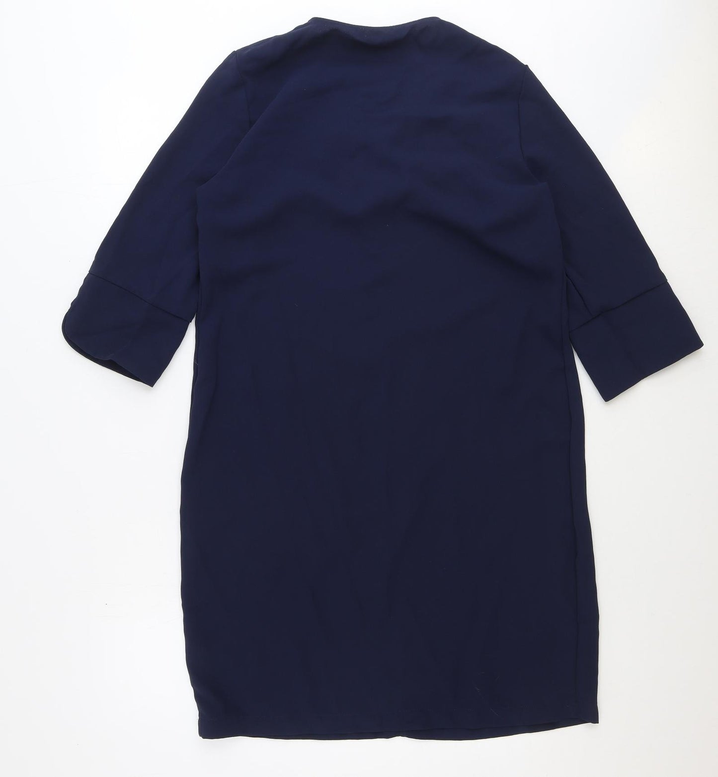 Marks and Spencer Womens Blue Polyester Sheath Size 12 V-Neck Pullover