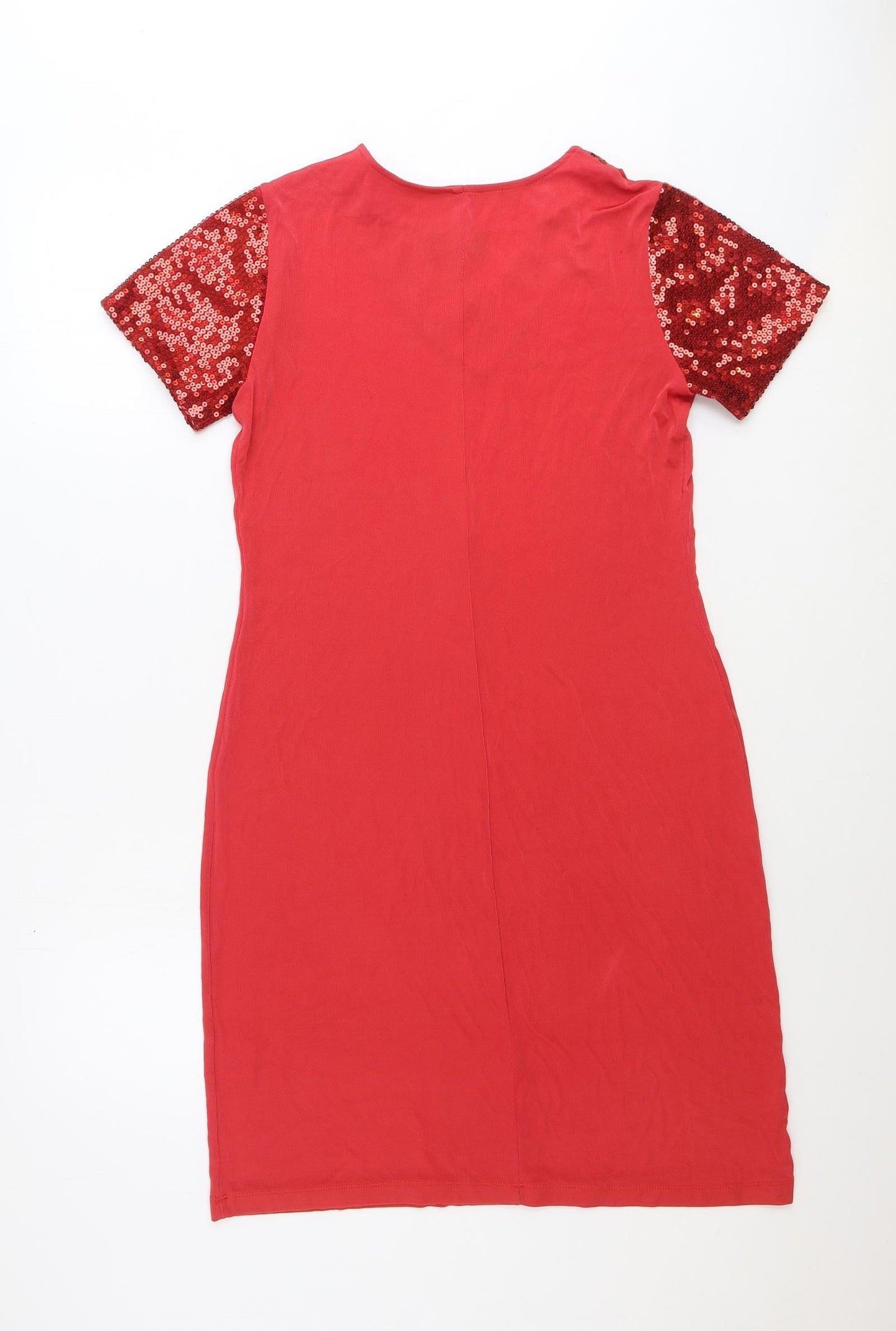 Slinky Brand Womens Red Acetate Sheath Size M V-Neck Pullover