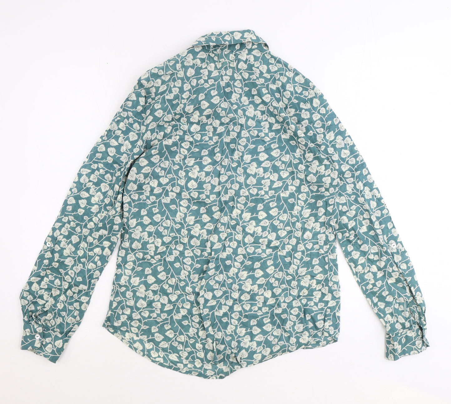 Beacan Grove Womens Black Floral 100% Cotton Basic Button-Up Size S Collared