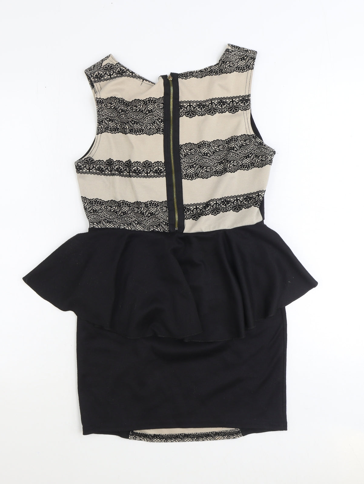lustre Womens Black Polyester Pencil Dress Size 10 Boat Neck Zip