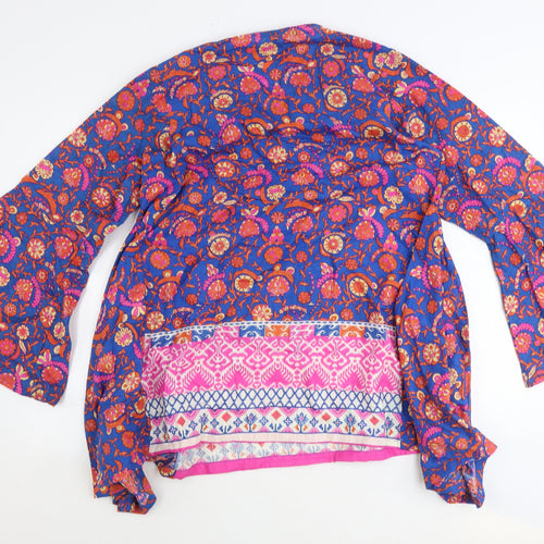 Khaadi Womens Blue Geometric 100% Cotton A-Line Size 16 V-Neck Pullover