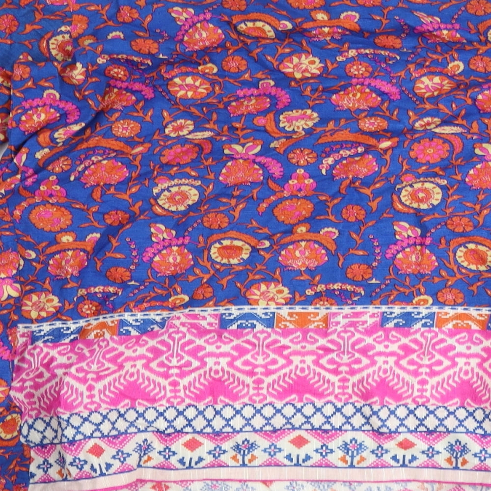 Khaadi Womens Blue Geometric 100% Cotton A-Line Size 16 V-Neck Pullover