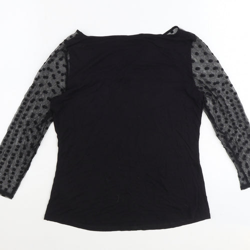 Oasis Womens Black Viscose Basic Blouse Size M Round Neck