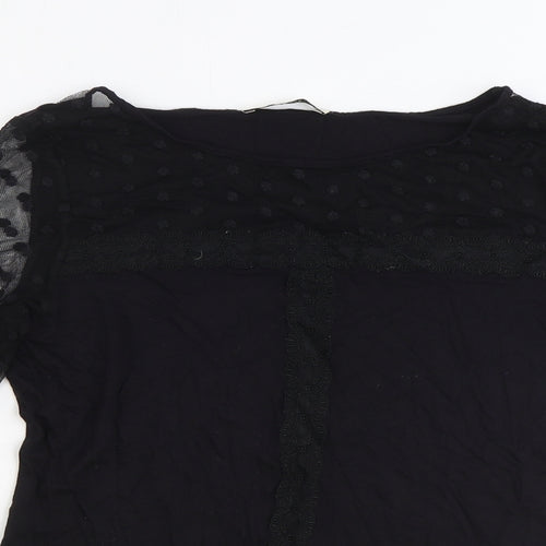 Oasis Womens Black Viscose Basic Blouse Size M Round Neck