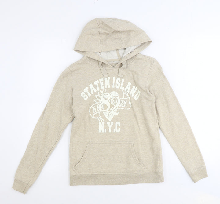 Denim & Co. Womens Ivory Cotton Pullover Hoodie Size 10 Pullover - Staten Island