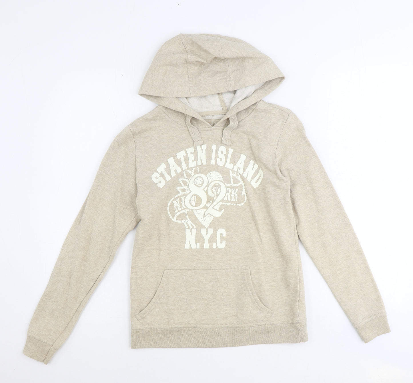 Denim & Co. Womens Ivory Cotton Pullover Hoodie Size 10 Pullover - Staten Island