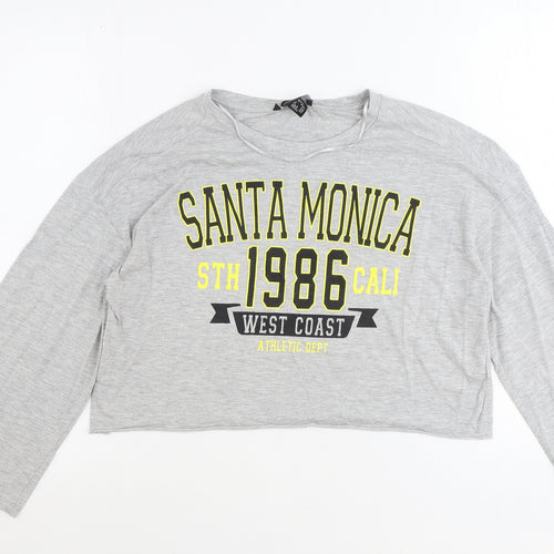 Atmosphere Womens Grey Polyester Basic T-Shirt Size 10 Round Neck - Santa Monica
