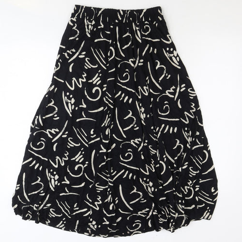 Preworn Womens Black Geometric Viscose Swing Skirt Size M