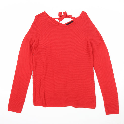 ESMARA Womens Red Scoop Neck Cotton Pullover Jumper Size S