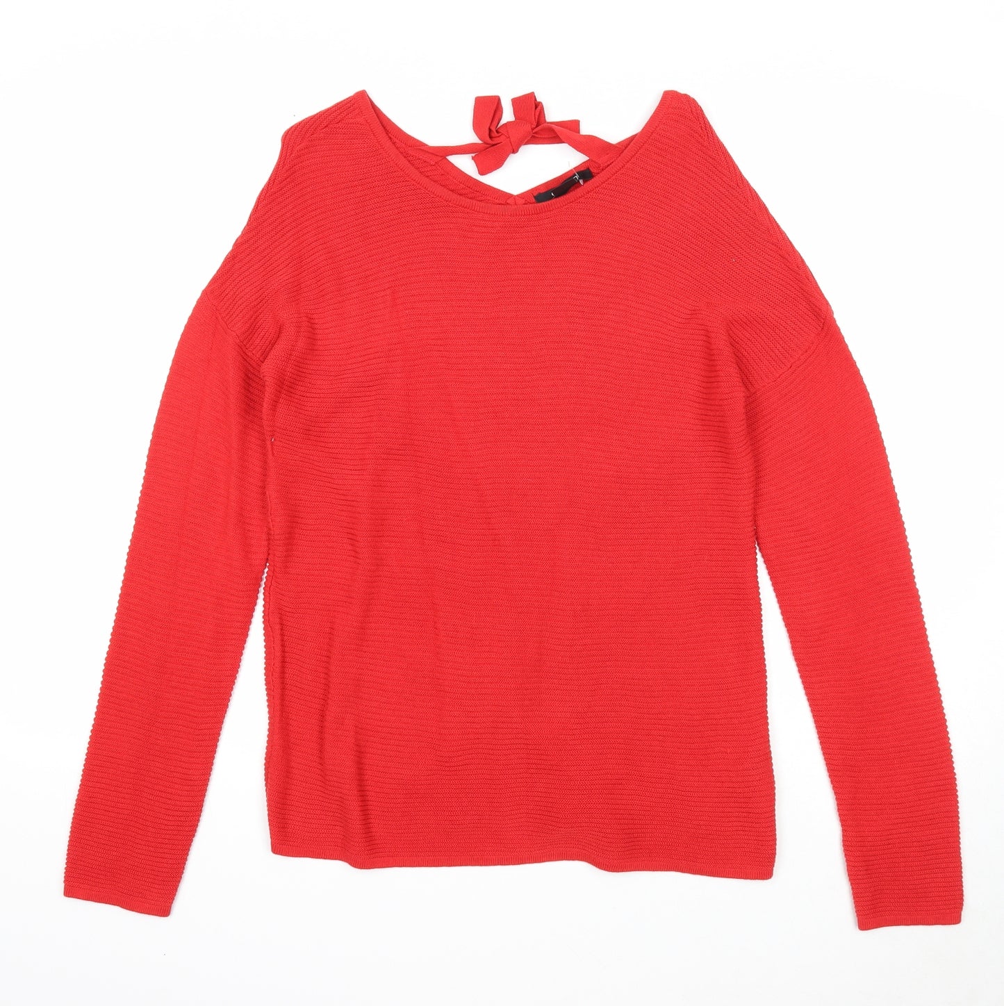 ESMARA Womens Red Scoop Neck Cotton Pullover Jumper Size S