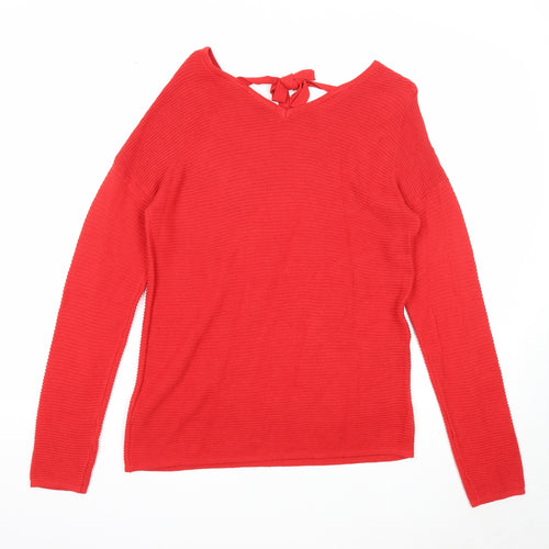 ESMARA Womens Red Scoop Neck Cotton Pullover Jumper Size S