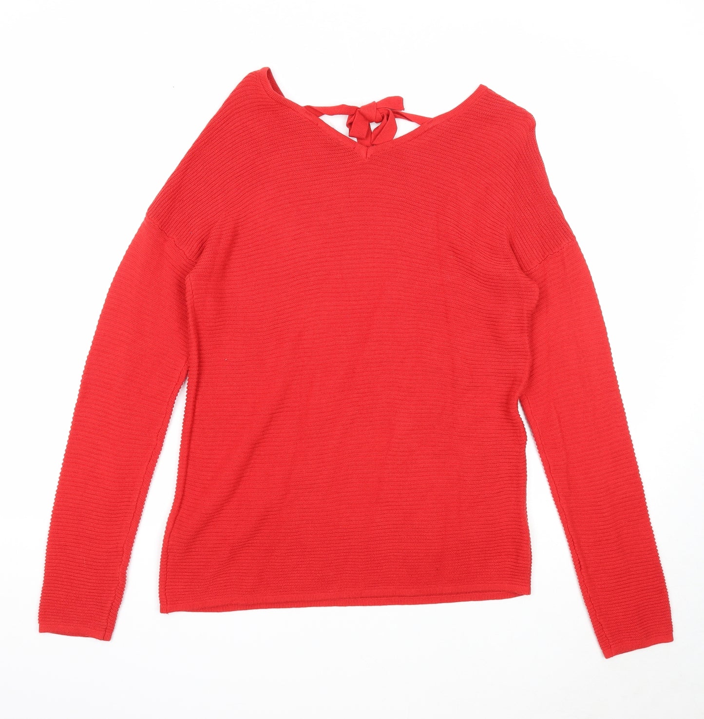 ESMARA Womens Red Scoop Neck Cotton Pullover Jumper Size S