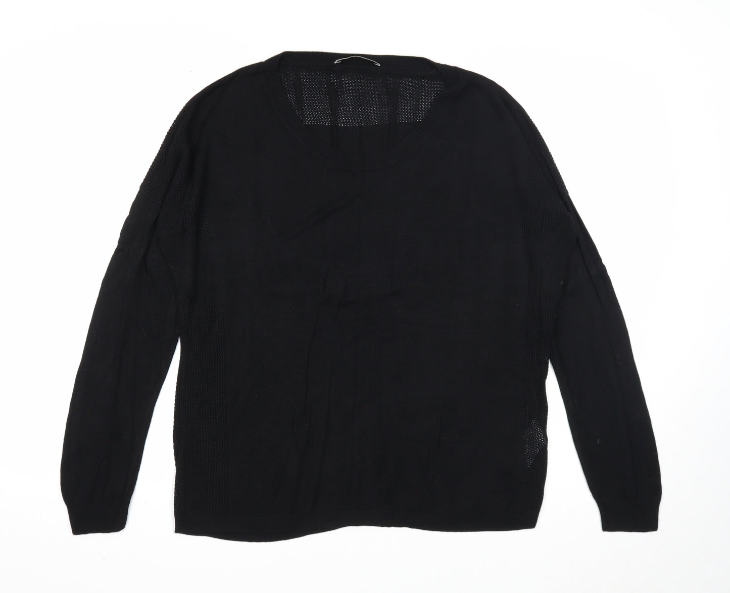 Oasis Womens Black V-Neck Viscose Pullover Jumper Size L