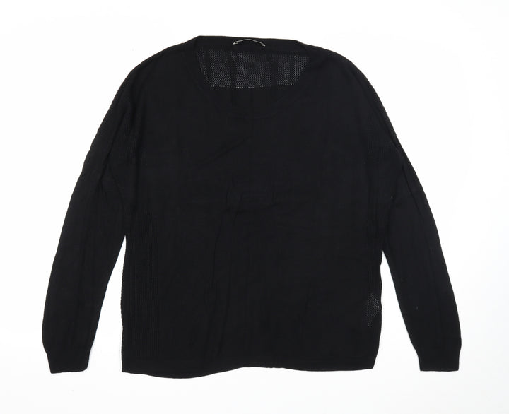 Oasis Womens Black V-Neck Viscose Pullover Jumper Size L