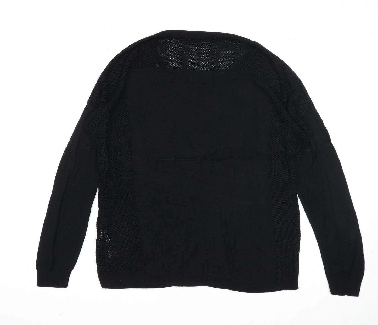 Oasis Womens Black V-Neck Viscose Pullover Jumper Size L
