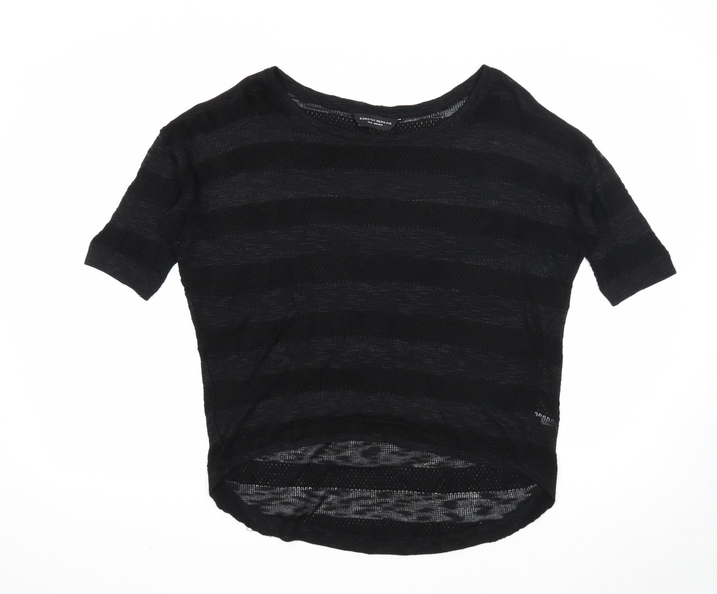 Dorothy Perkins Womens Black Scoop Neck Striped Polyester Pullover Jumper Size 14