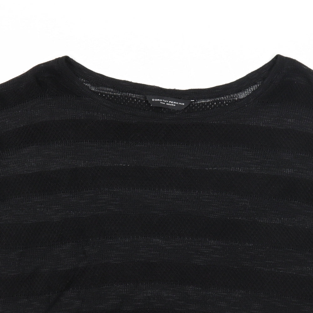 Dorothy Perkins Womens Black Scoop Neck Striped Polyester Pullover Jumper Size 14