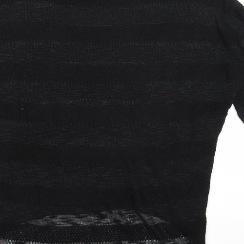 Dorothy Perkins Womens Black Scoop Neck Striped Polyester Pullover Jumper Size 14