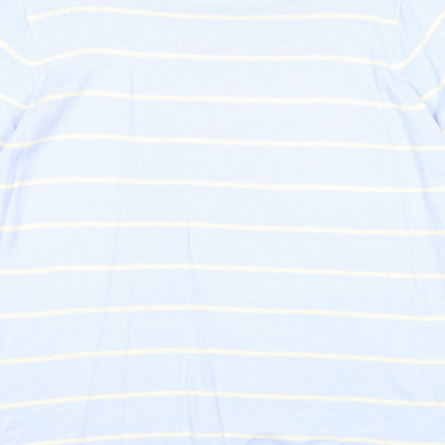 Marks and Spencer Womens Blue Scoop Neck Striped Acrylic Pullover Jumper Size 10
