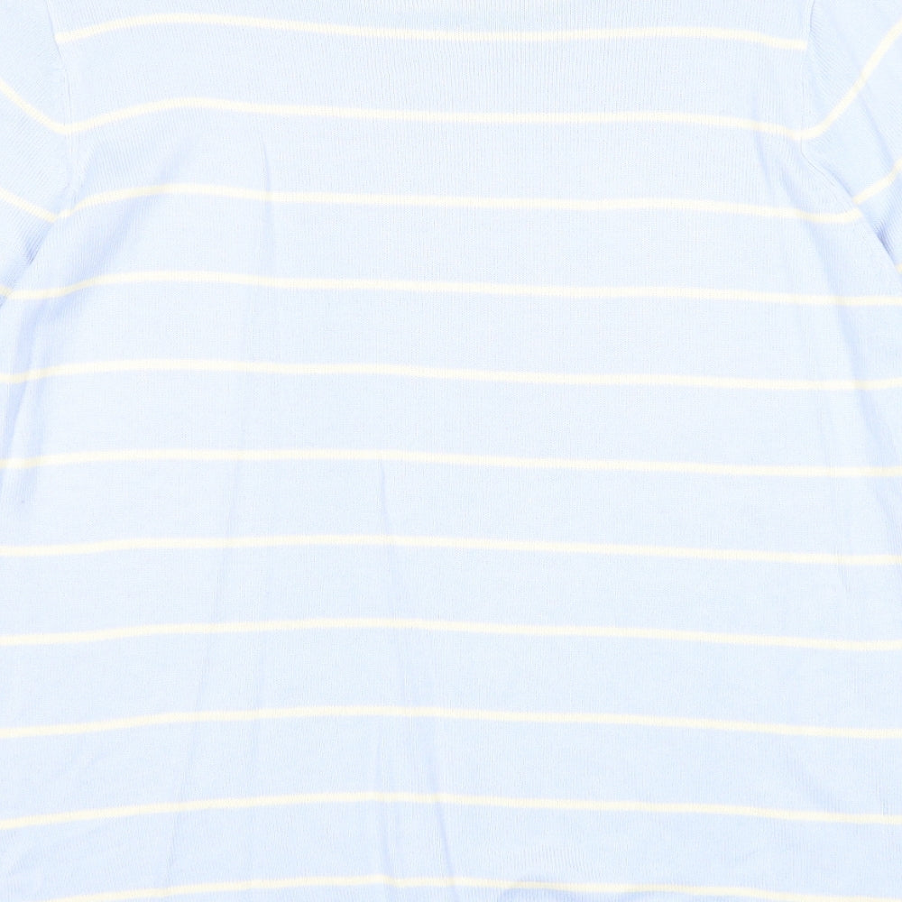 Marks and Spencer Womens Blue Scoop Neck Striped Acrylic Pullover Jumper Size 10
